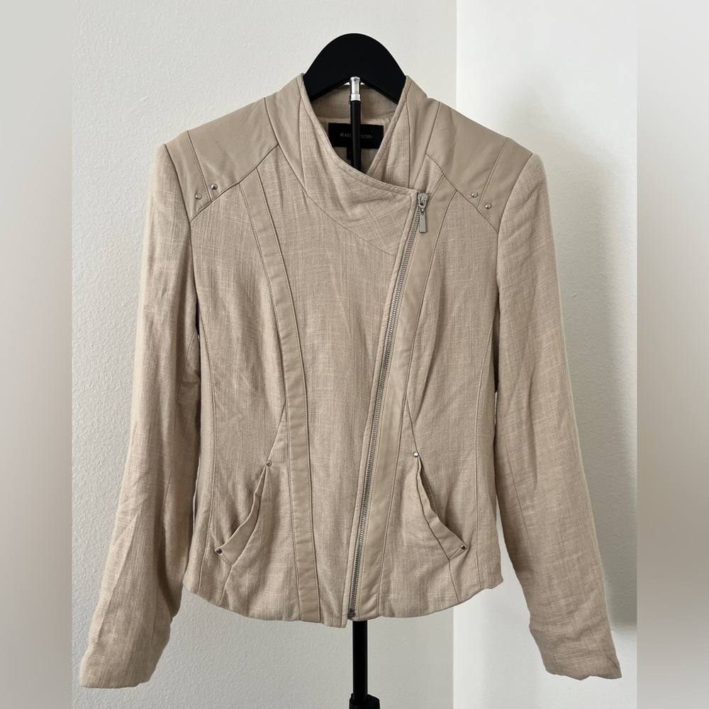 Beige Asymmetrical Zip Women's Jacket
